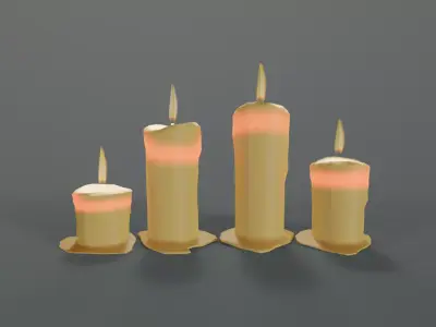 Melted Wax Candle Set Low-poly 3D model