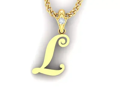 Light Gold Fancy Font Pendant L 3D print model