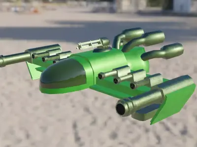 Low Poly 3D Fighter Spacecraft- Rigged Low-poly 3D model