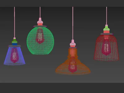 Vintage Glass Hanging Lamp 3D model