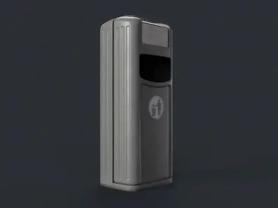Street Trash Can 35 PBR Game Ready Low-poly 3D model