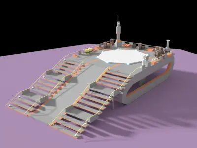 Low Poly Spaceship Platform Low-poly 3D model