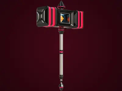 Sci-Fi Battle Hammer 02 All PBR Unity UE V-Ray Textures Included Low-poly 3D model