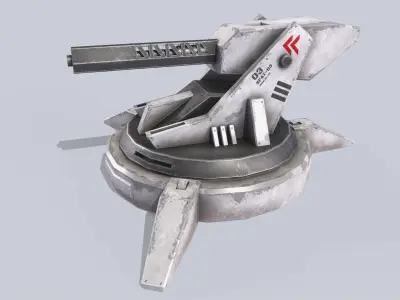 Scifi advance turret Low-poly 3D model