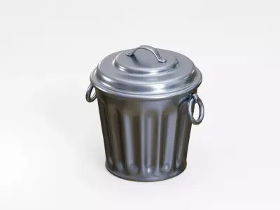 Metal trash can Low-poly 3D model