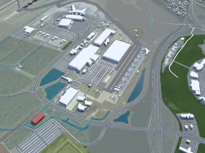 Charleston international Airport 12km Low-poly 3D model