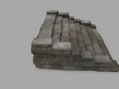 stairs 1 set of stone steps Low-poly 3D model