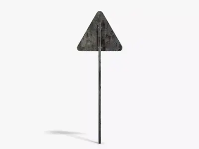 Damaged Road Work Sign Low-poly 3D model