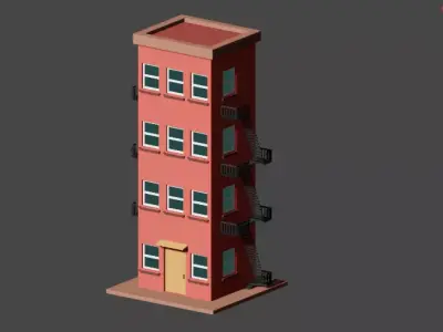 Building Model Low Poly Low-poly 3D model