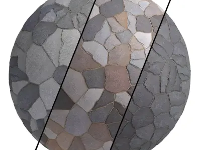 Ston Wall Material 1 - By 3 Color - Pbr By Sbsar - 4k Texture