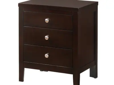 Conrad 3 - Drawer Solid Wood Nightstand 3D model