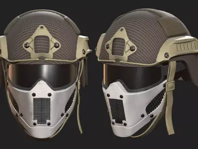 Helmet military mask protection futuristic technology  Low-poly 3D model