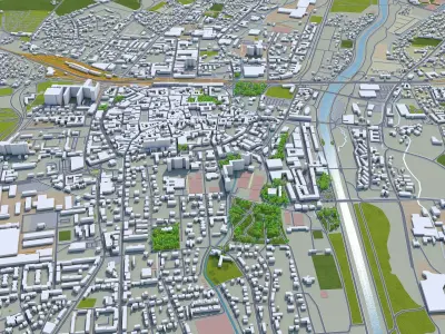 Saint Poelten Austria 30km Low-poly 3D model