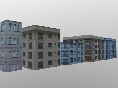 5 apartment with one texture Low-poly 3D model