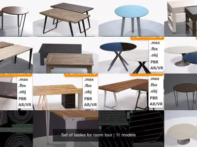Set of tables for room tour 3D Model Pack