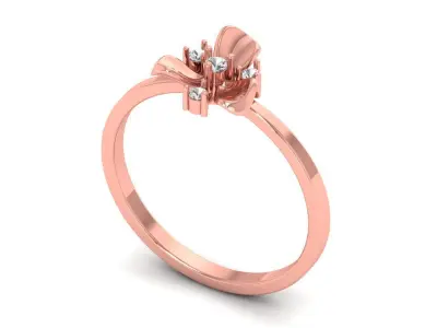 Solitaire Wedding Engagement Women Light Weight Flower Rings 3D print model 3