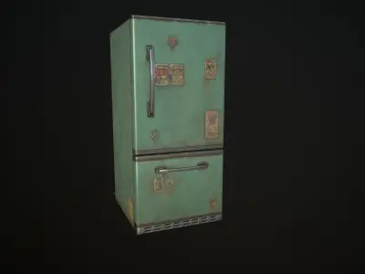 an old rented refrigerator Low-poly 3D model