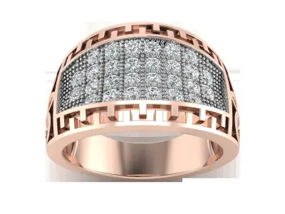 Light Weight Rose Gold Diamond Ring  -R-3918 3D print model
