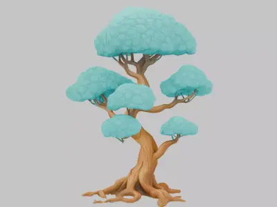 Whimsical Azure Tree Low-poly 3D model