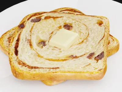 Cinnamon Bread Plate Low-poly 3D model