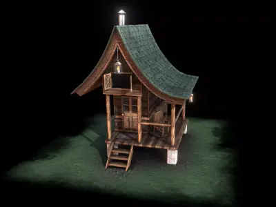 Rustic Cabin Low-poly 3D model