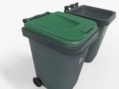 Trash Can Low-poly 3D model