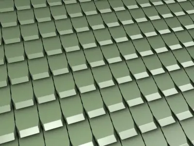 City House - 35 - Half Double House - Roof green - Wall green Low-poly 3D model