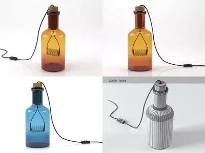Bouche bottle lamp with cord 3D model