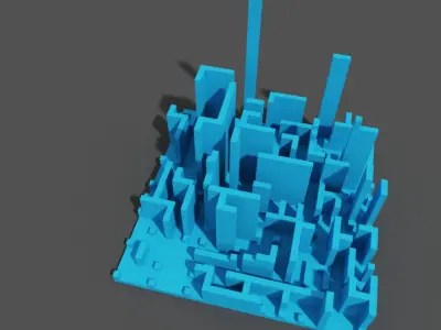Tiny Voxel City Low-poly 3D model