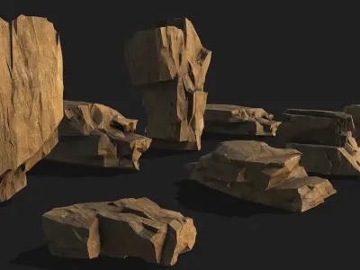 desert rocks - 3D Models PBR Pack 10 Low-poly 3D model
