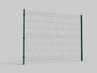 Metal Green Fence lowpoly 3D model  Low-poly 3D model
