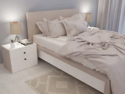 BEDROOM with walls and furniture 3D model