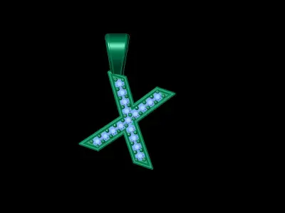 Pendant X with letter 3D print model