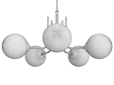 MOTINI Modern Sputnik 5 light Pendant with Glass Low-poly 3D model
