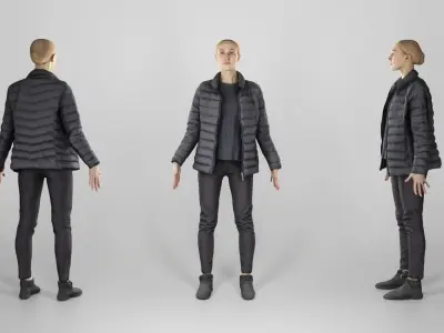 Young pretty woman in black style 177 Low-poly 3D model