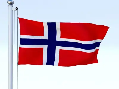 Animated Norway Flag Low-poly 3D model