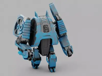 Military robot rigged animated character 3D model