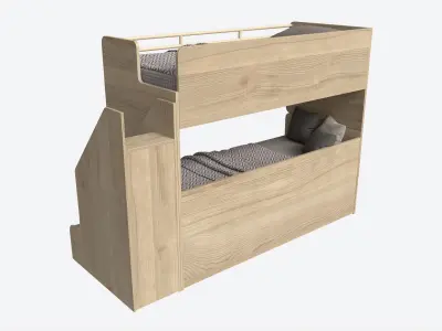 Bunk Bed for Children with Storage and Boxes 3D model