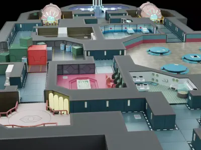 Among Us Map with all Textures and Props Low-poly 3D model