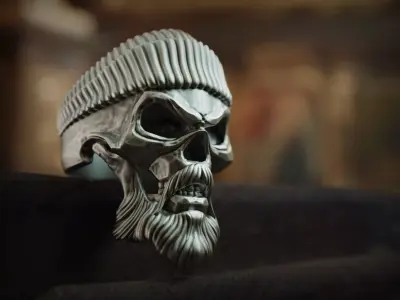 Ring Skull With hat 3D print model