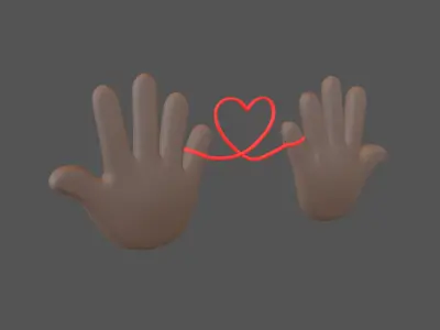 Hand with Red Line Icon v1 005 Low-poly 3D model