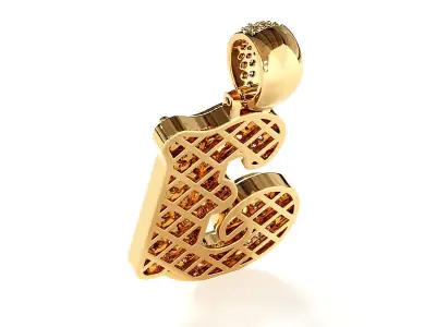 Tattoo fonts J alphabet pendent 3D print model