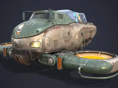 Sci-Fi Flying Hover Truck Space Fighter 3D model