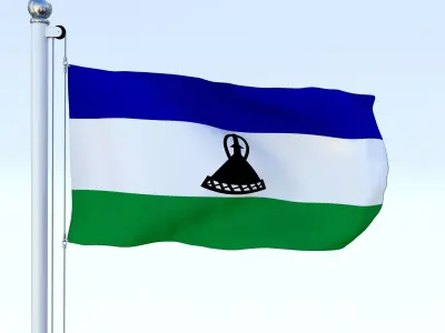Animated Lesotho Flag Low-poly 3D model
