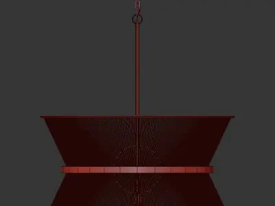 8 Light chandelier with mesh shade and gold finish 3D model