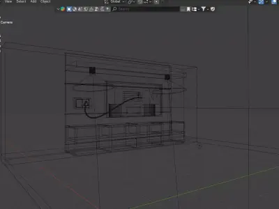 Modern Wooden TV Wall Unit  Low-Poly 3D Model  Low-poly 3D model