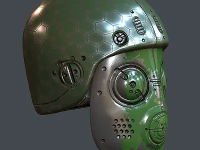 Gas mask helmet 3d model scifi Low-poly Low-poly 3D model 14