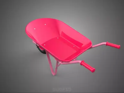 TOY PINK WHEELBARROW CART TROLLEY CHILD KIDS CHILDREN FUN PLAY 3D model