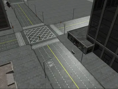 Big city streetsegments Low-poly 3D model