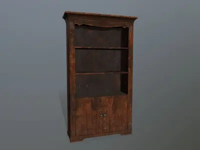 Cupboard 2 wooden shelf Low-poly 3D model